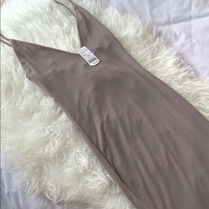 Taupe Midi Single Strap Dress